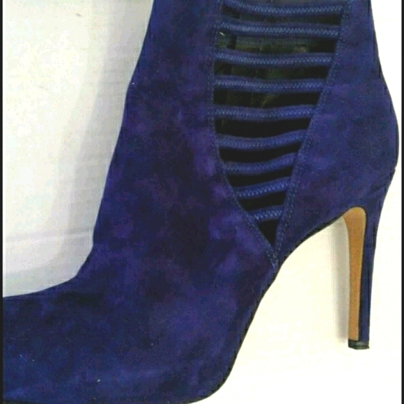 Via Spiga Boho Chic Blue Purple Suede Modern Heeled Boots - Picture 1 of 9